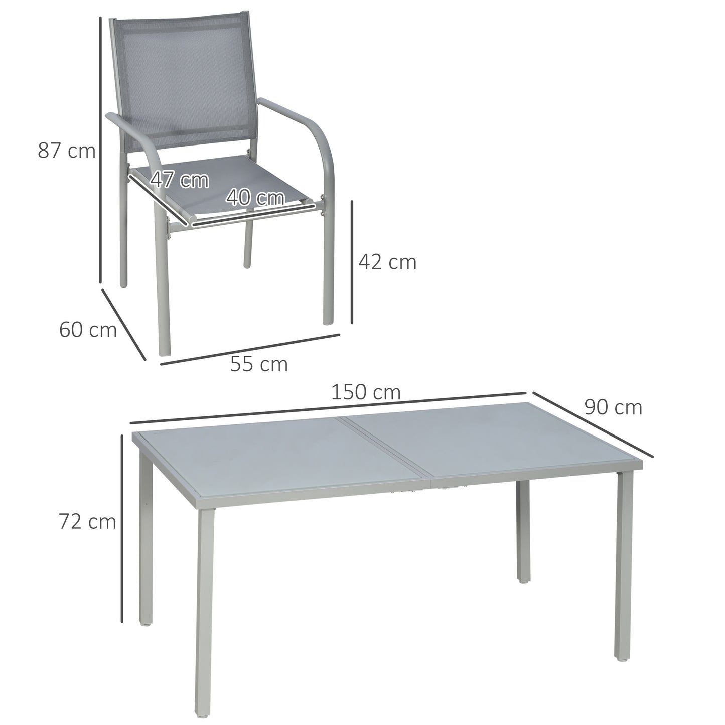 7 Piece Garden Dining Set, Outdoor Table and 6 Stackable Chairs