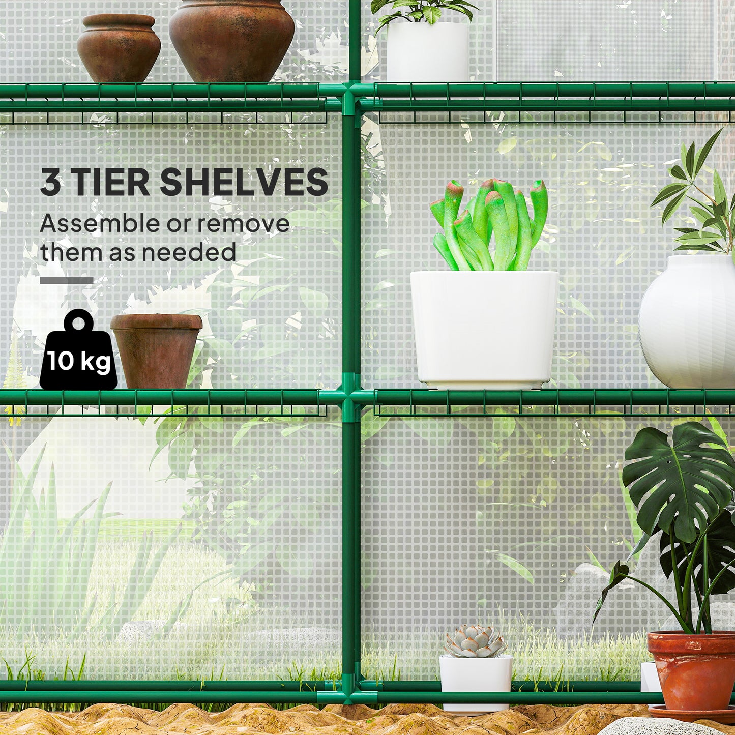 Walk-in Greenhouse with 3 Tier 12 Shelves