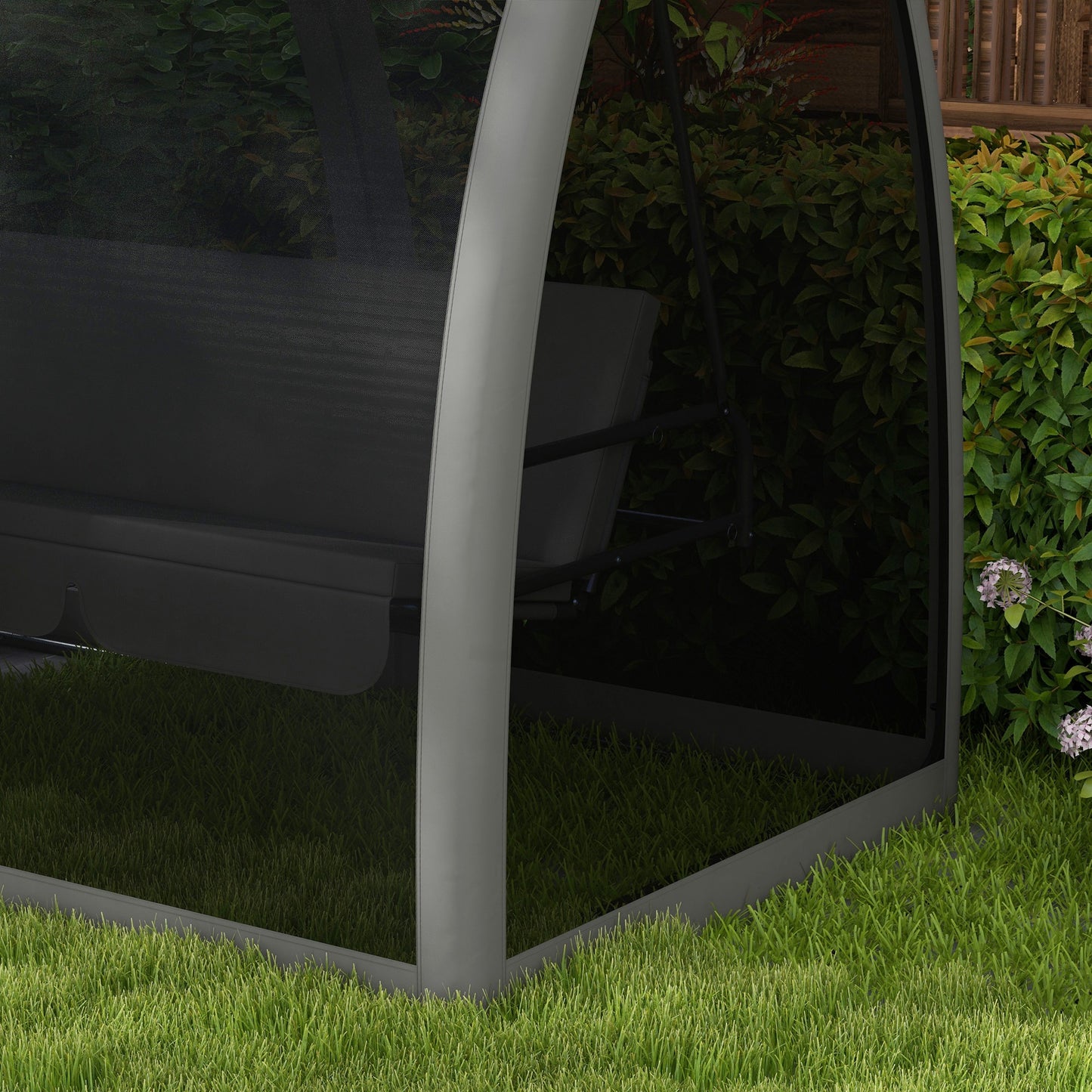 Three-Seater Convertible Swing Chair/Bed, with Curtained Canopy