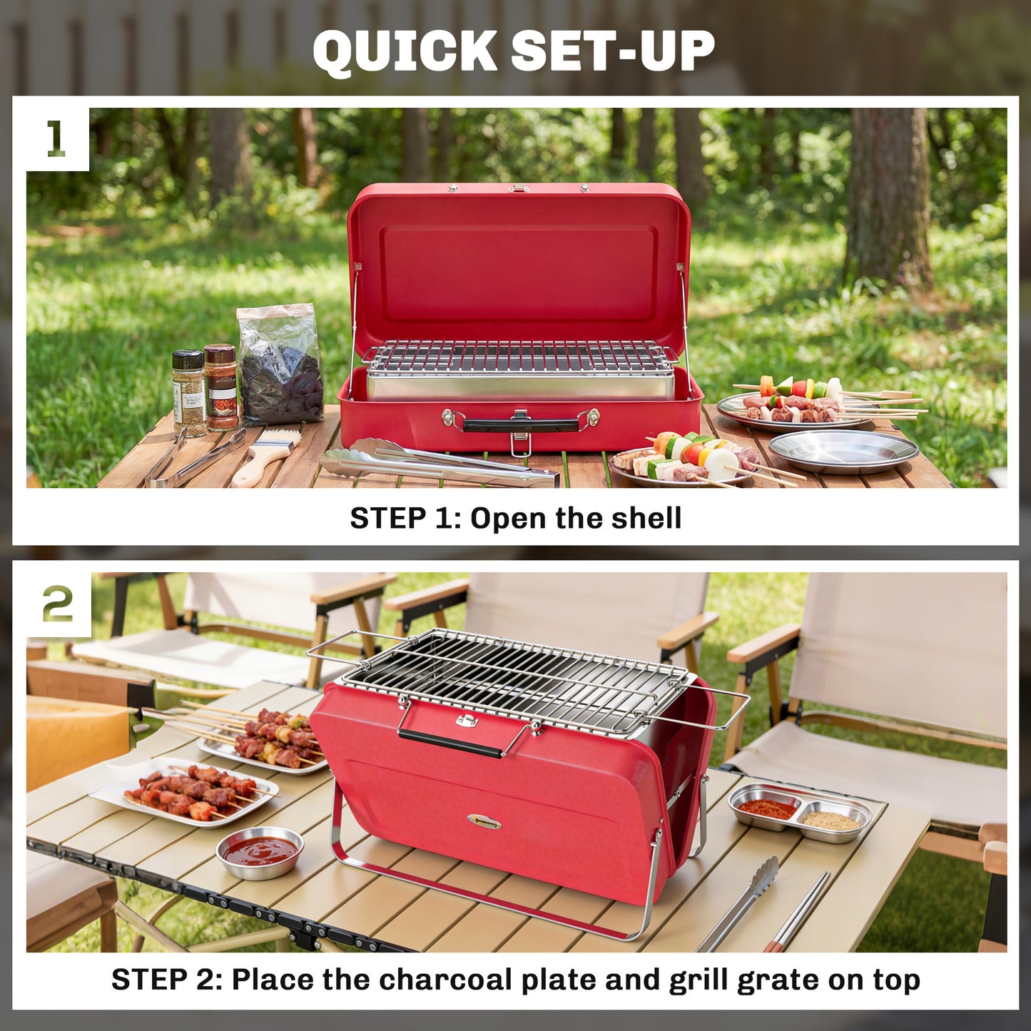 Portable Mini Charcoal Barbecue Grill with Suitcase Shell