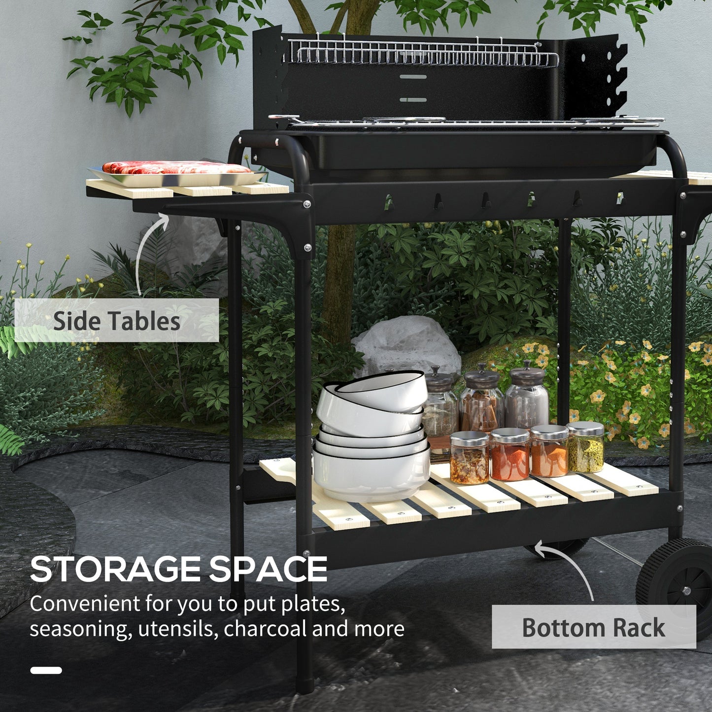 Charcoal Barbecue Grill with Adjustable Grill Height