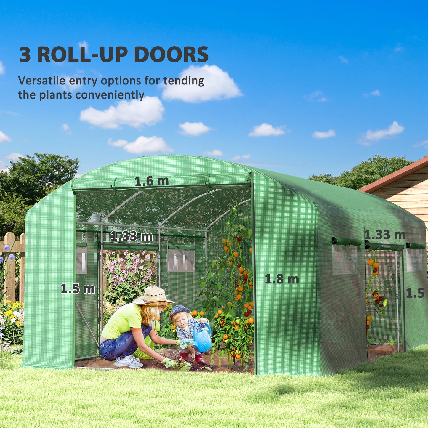 13 x 9.8ft Walk-In Polytunnel Greenhouse