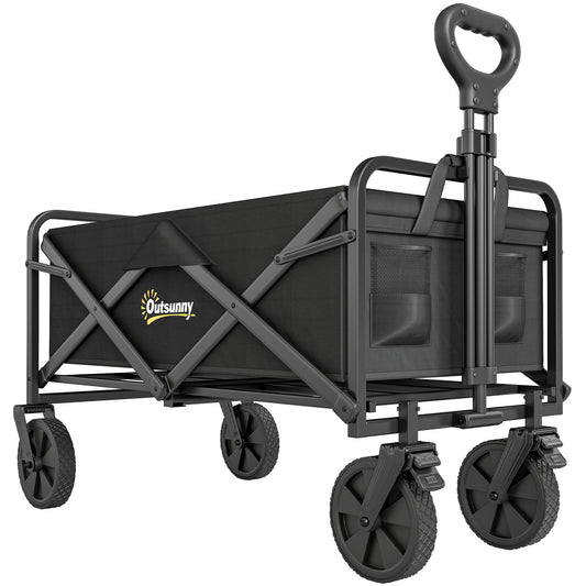 Folding Steel Frame Garden Storage Cart, with Wheels and Handle