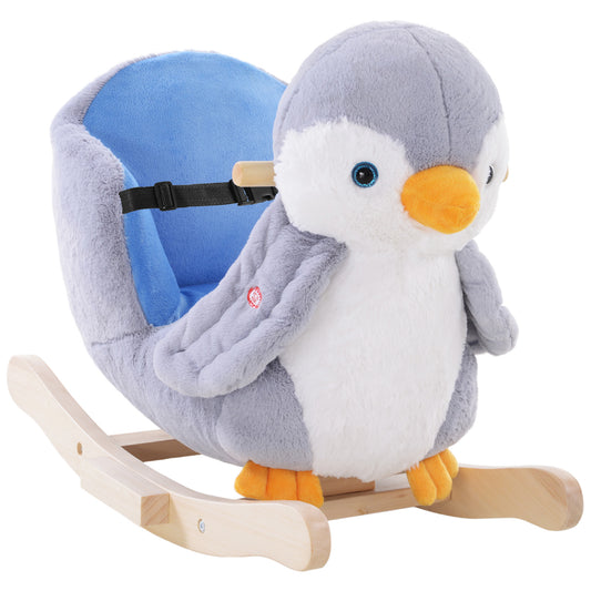 Children Kids Animal Rocking Horse Penguin Plush Musical Button 32