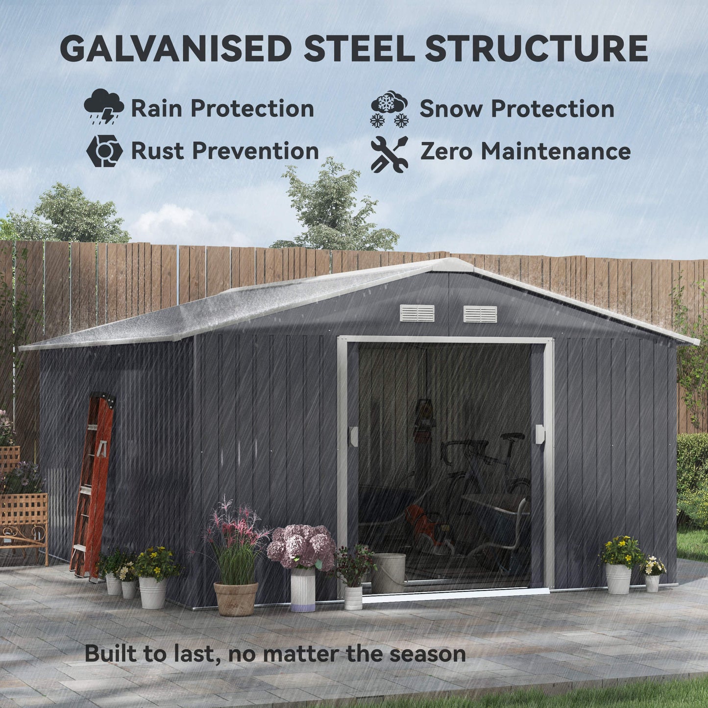 13 x 11ft Metal Garden Shed (1)