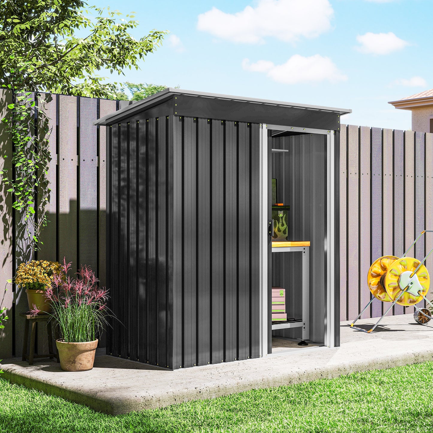 5 x 3ft Garden Storage Shed with Sliding Door