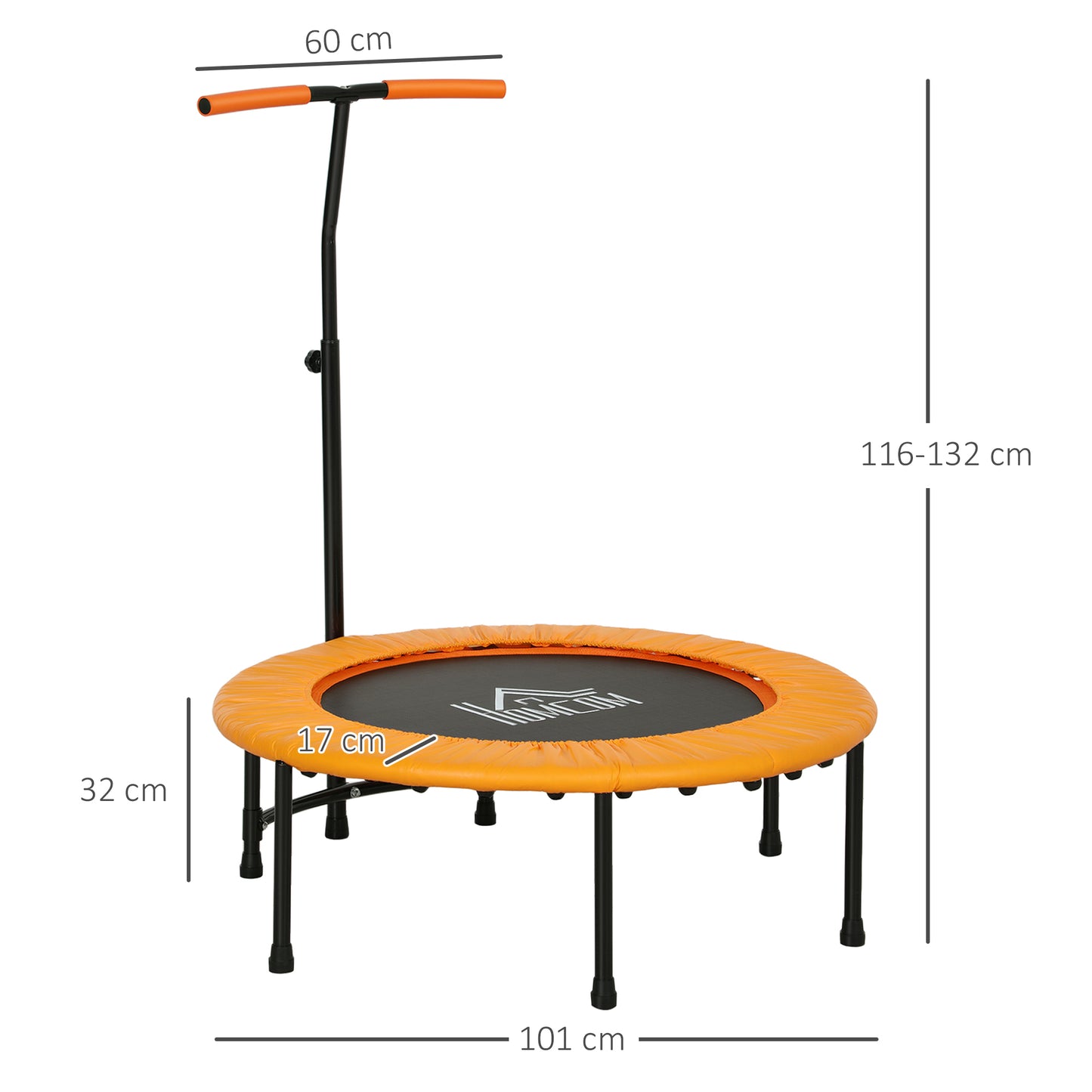40" Fitness Trampoline with Adjustable Handle, Rebounder Trampoline