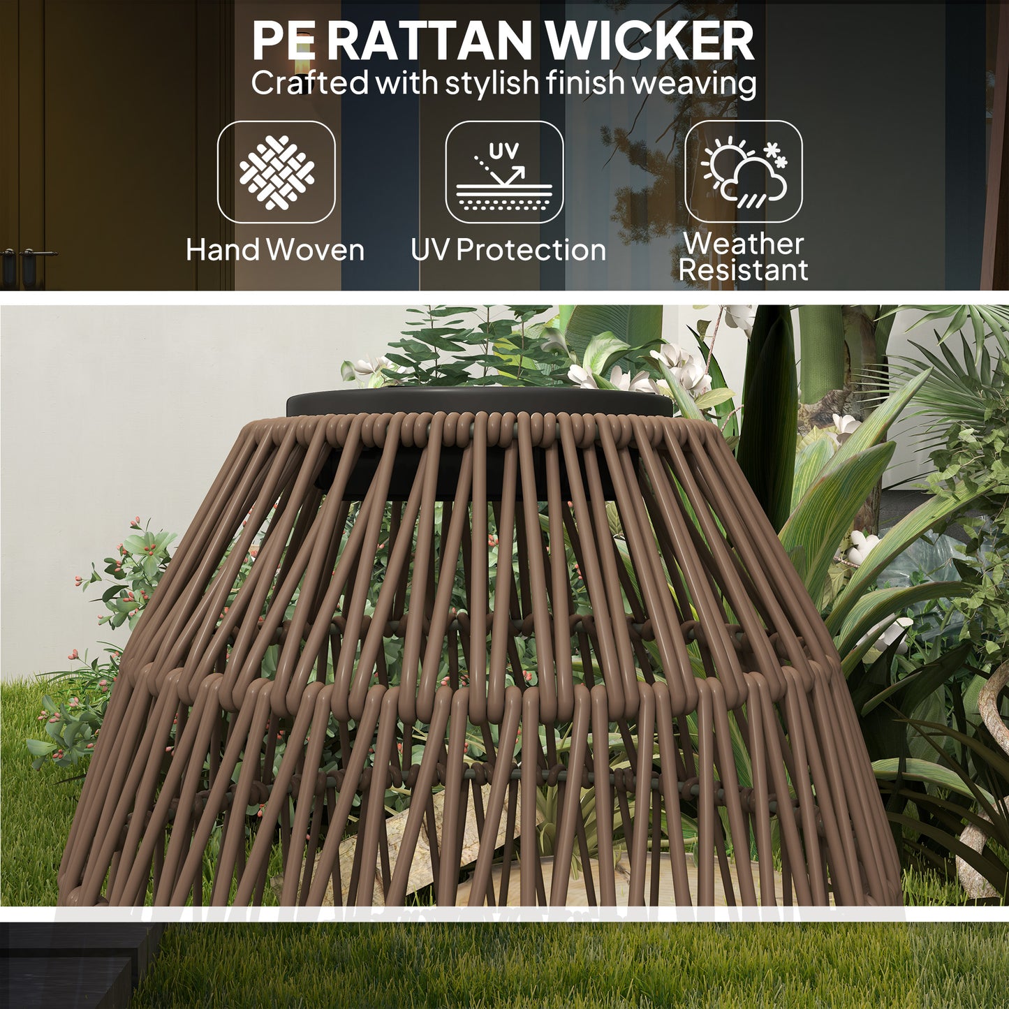 Rattan Solar Lamp, Garden Solar Lantern with Auto On/Off Light