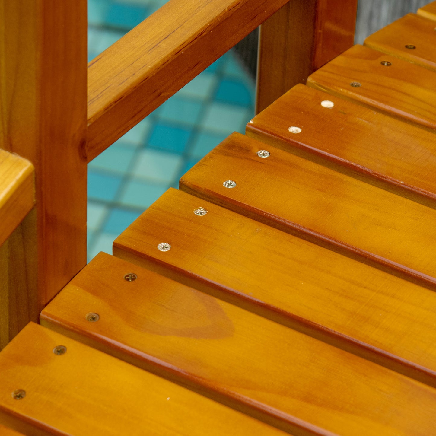 Wooden Garden Bridge with Safety Railings