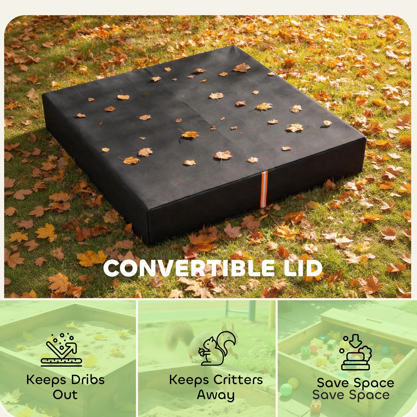 Sandbox Cover, Square Sandpit Cover Waterproof Dustproof UV (1)