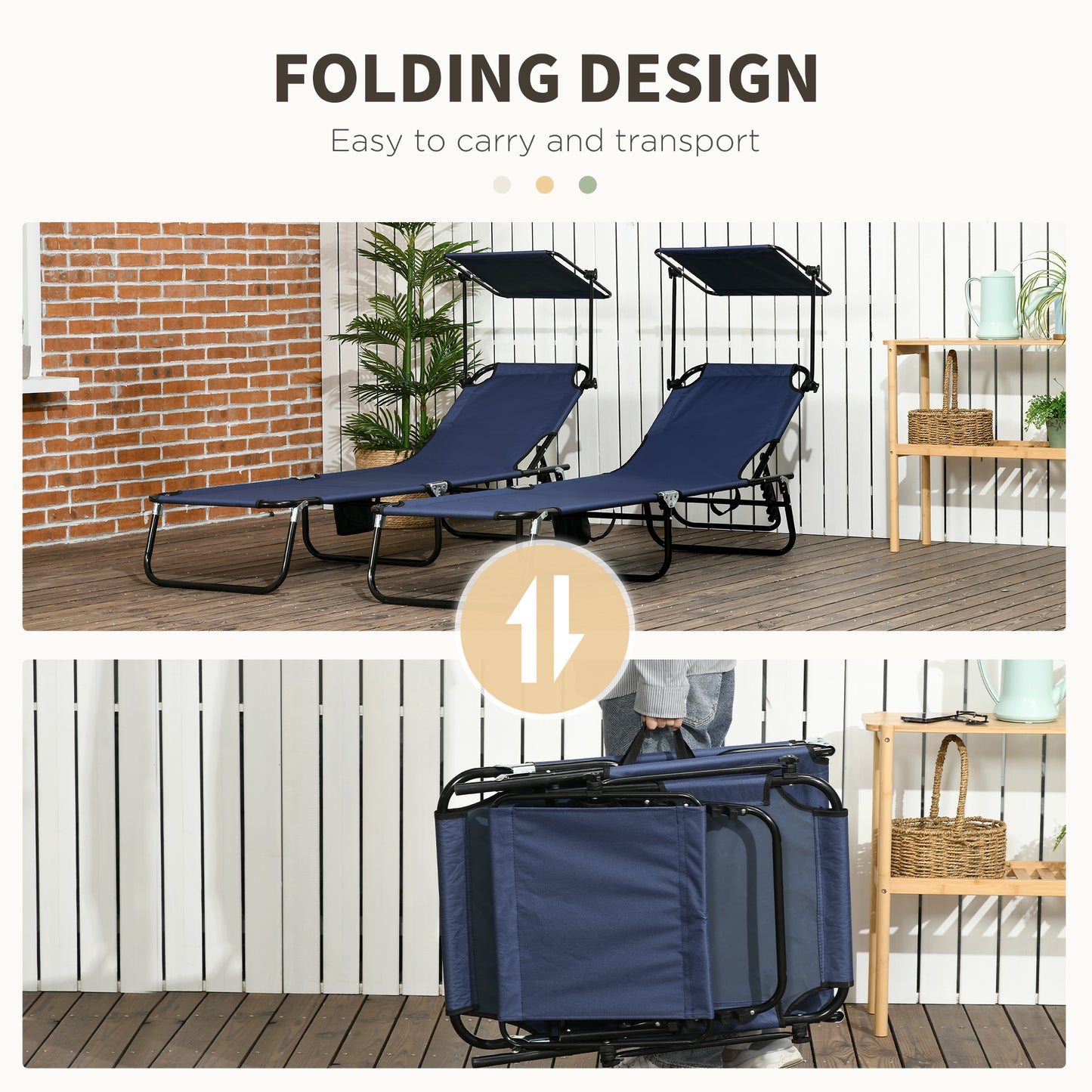 Set of Two Folding Sun Loungers