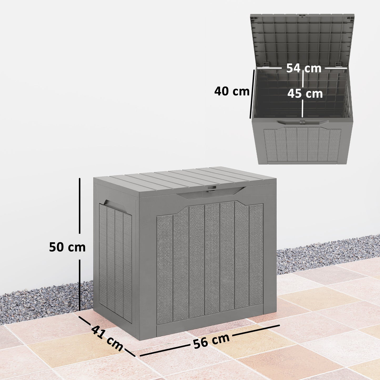 93L Plastic Garden Storage Box, Outdoor Storage Box with Handles