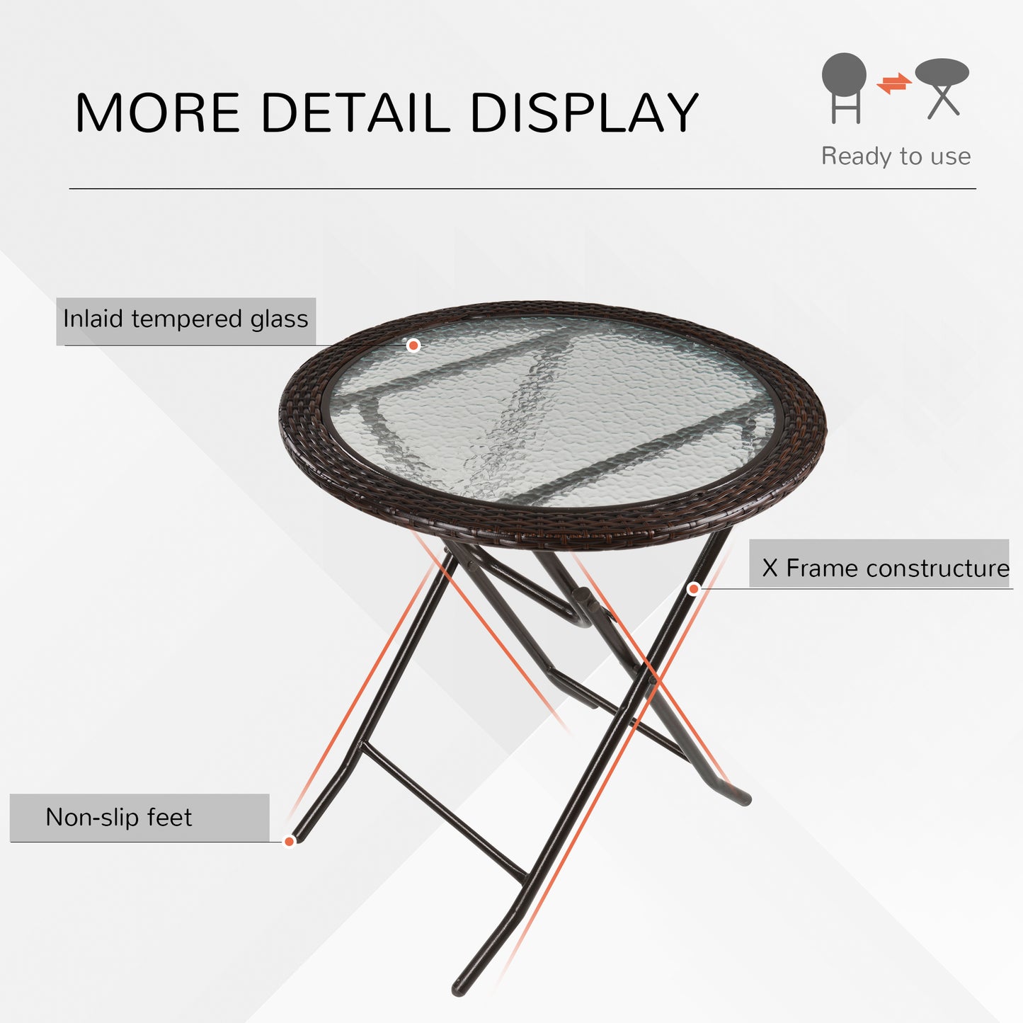 Folding Rattan Garden Dining Table