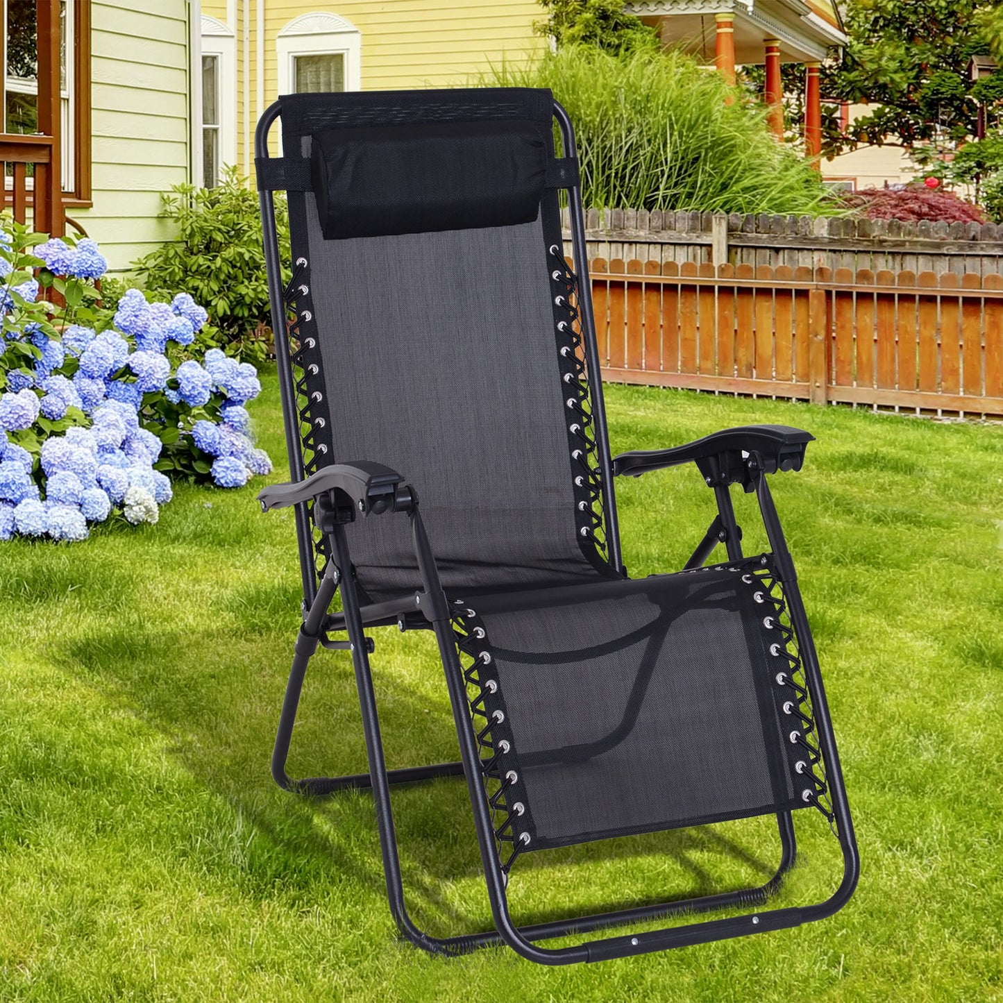 Zero Gravity Chair Metal Frame Texteline Armchair Outdoor Folding