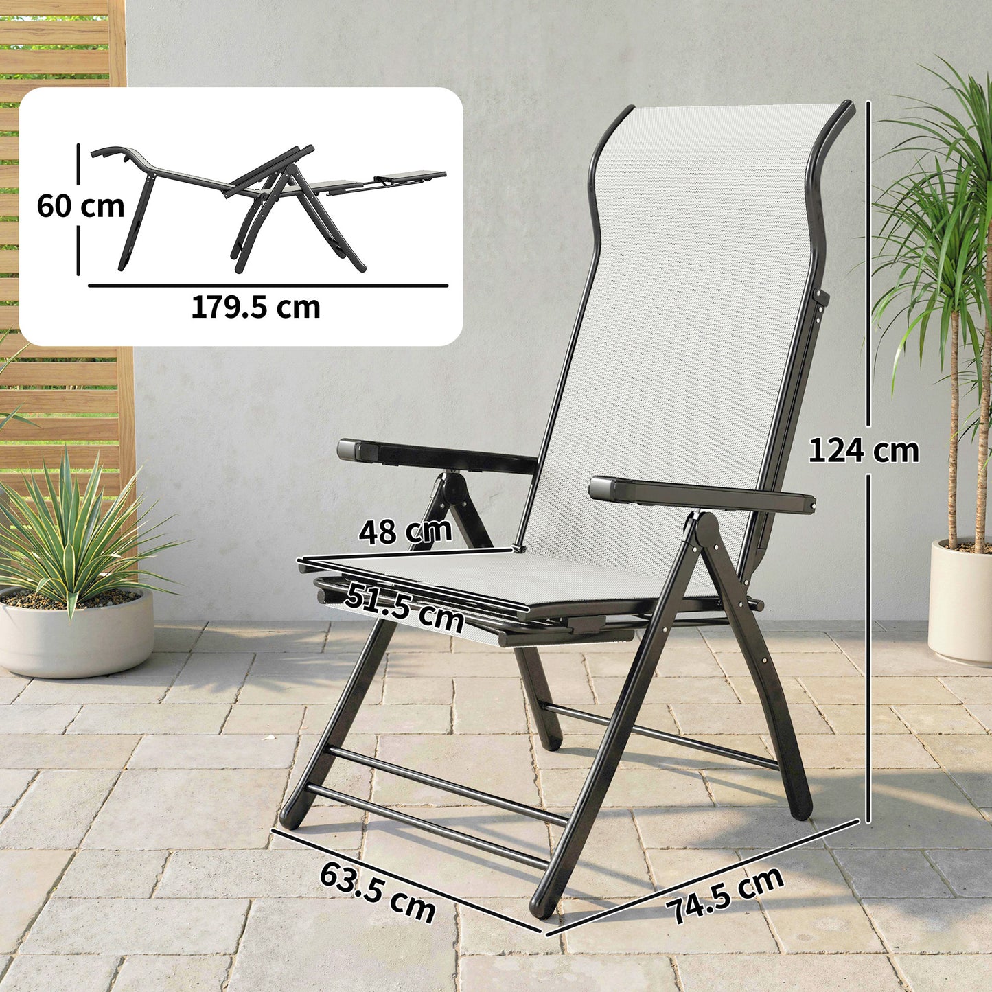 Reclining Garden Chairs Set of 2