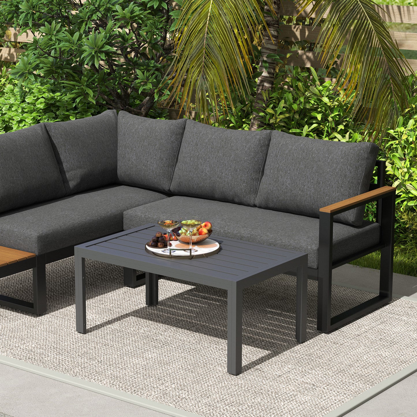 Outdoor Side Table, Rectangular Patio Coffee Side Table