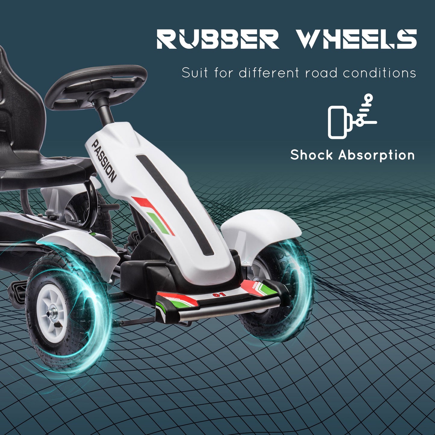 Pedal Go Kart, Kids Ride On Racer with Adjustable Seat