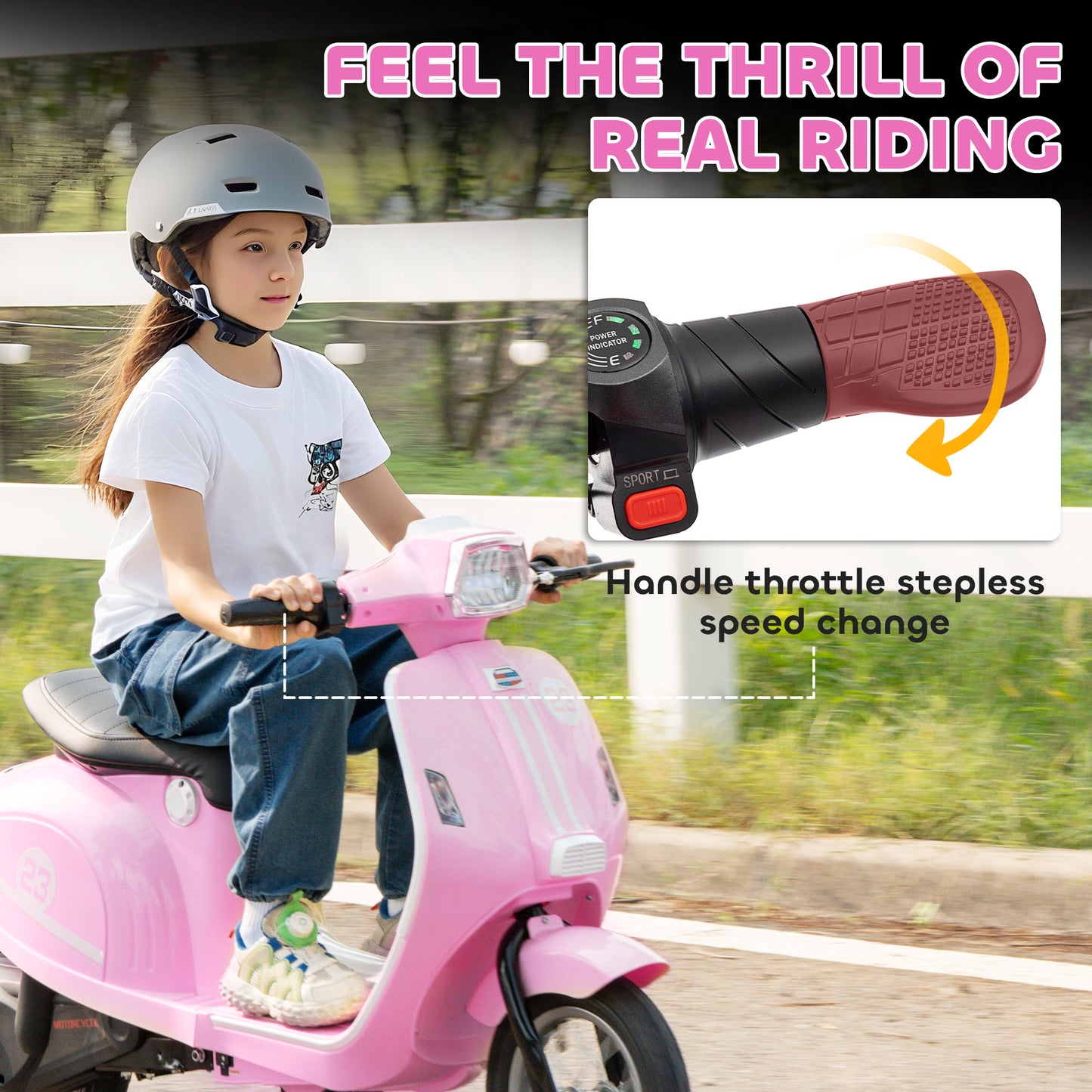 24V Kids Electric Motorbike, Ride on Motorcycle with Manual Throttle