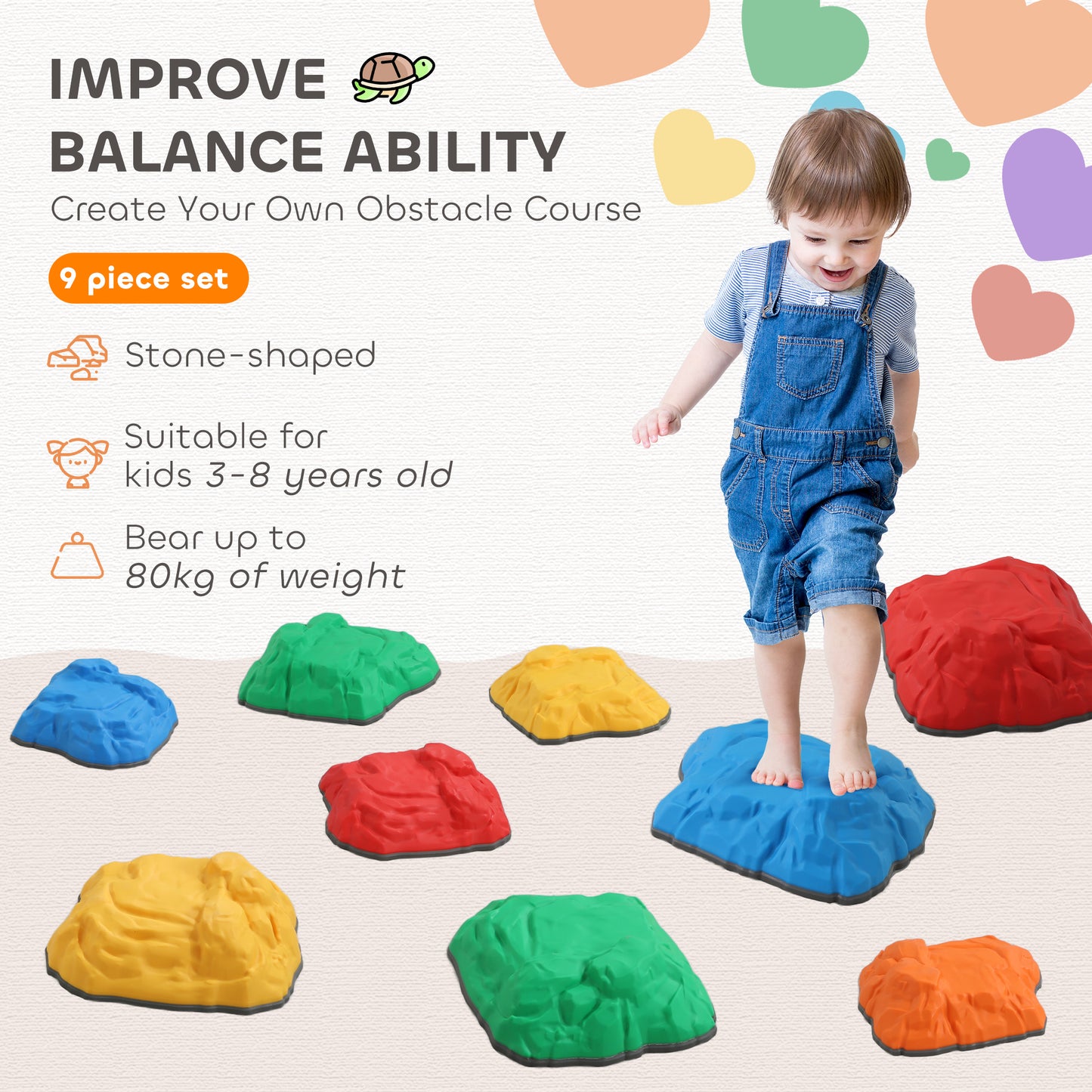 Balance Stepping Stones for Kids with Non-Slip Bottom