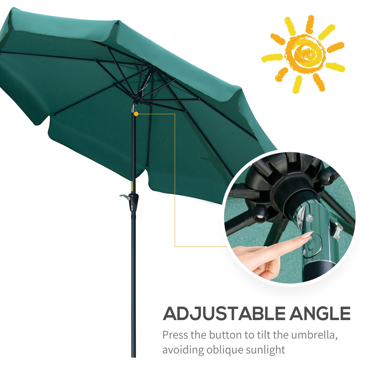 2.7m Patio Parasol Garden Umbrellas Outdoor Sun Shade Table Umbrella