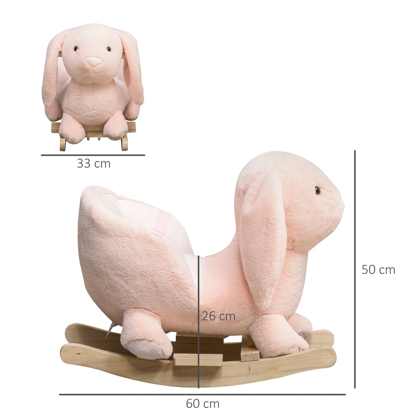 Baby Rocking Horse, Plush Baby Rocker Rabbit Ride-On Toy with Sound