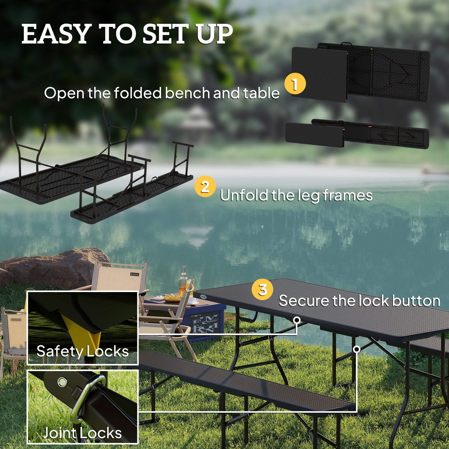 Folding Picnic Table and Bench Set