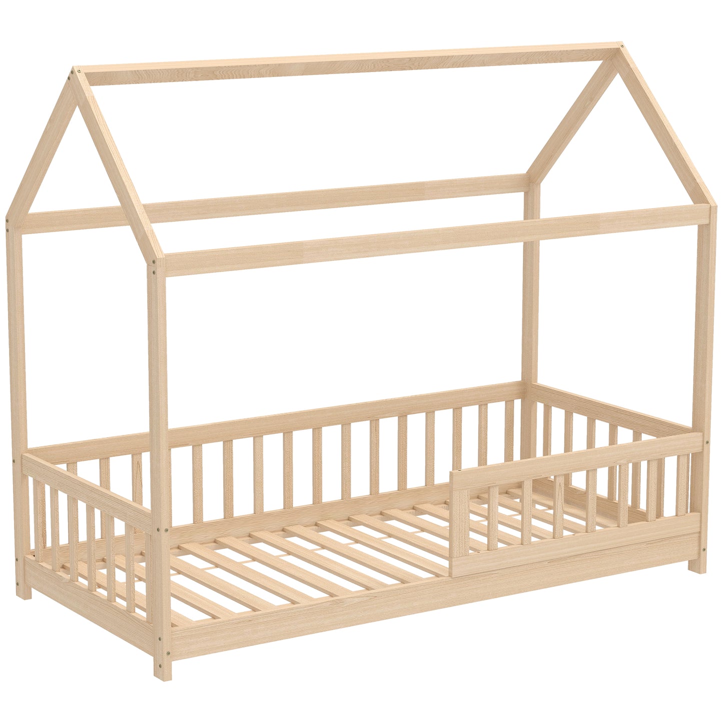 House-Shaped Kids Bed Frame with Guard Rails