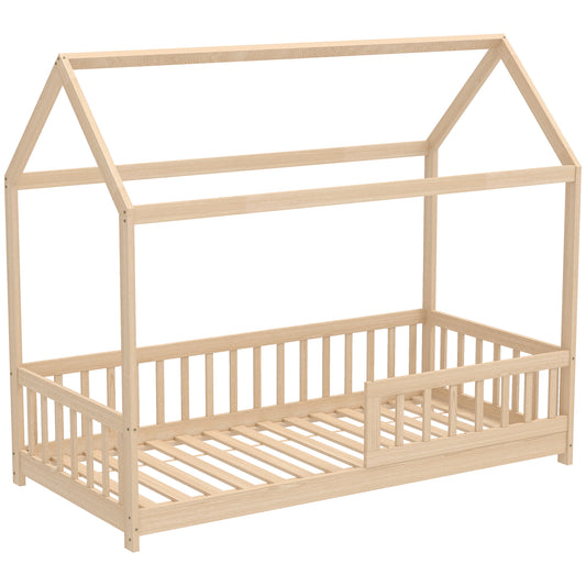 House-Shaped Kids Bed Frame with Guard Rails