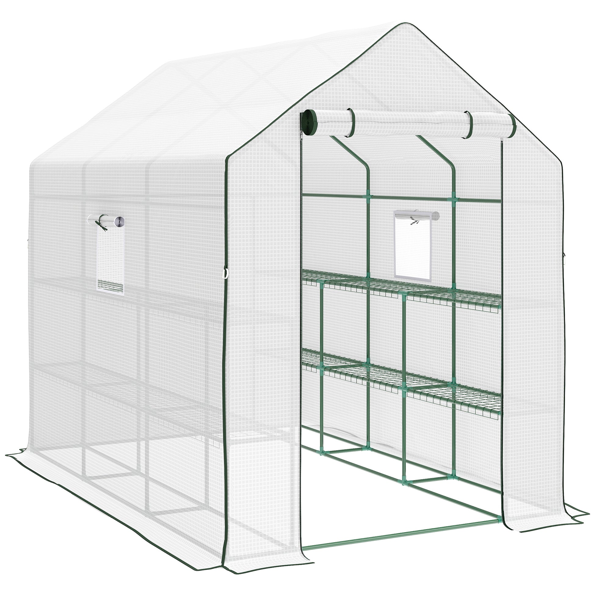 Walk-in Greenhouse with 3 Tier 12 Shelves