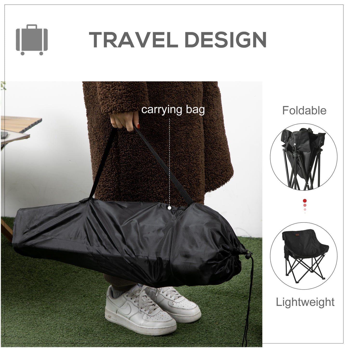 Camping Tent with Inflatable Mattress and Camping Chair