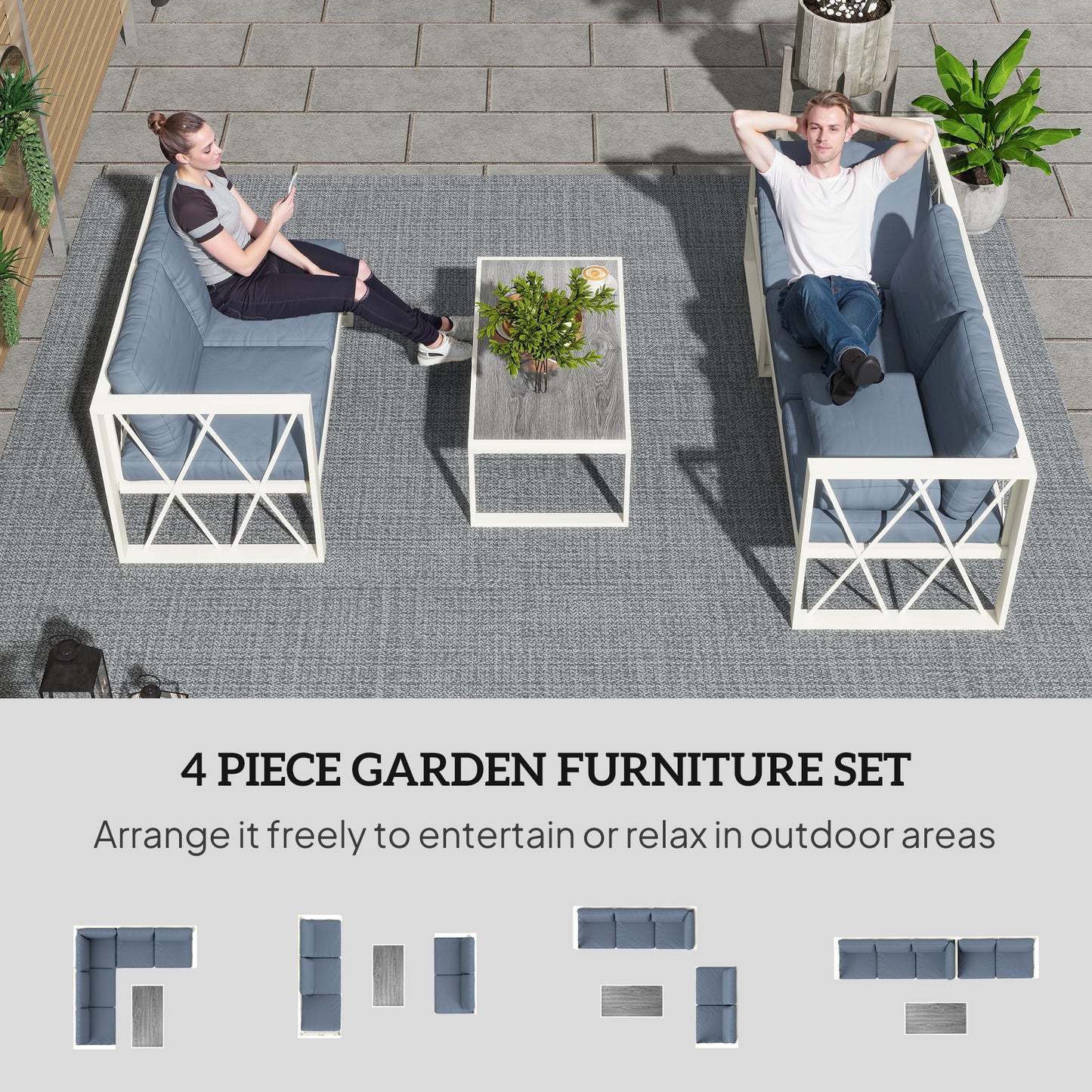 Four-Piece L Shaped Garden Furniture Set