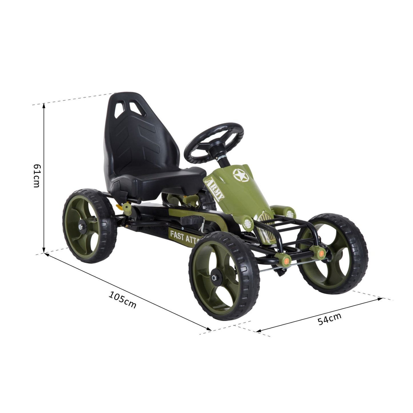 Pedal Go Kart, Kids Ride On Racer with EVA Tyres, Manual Clutch