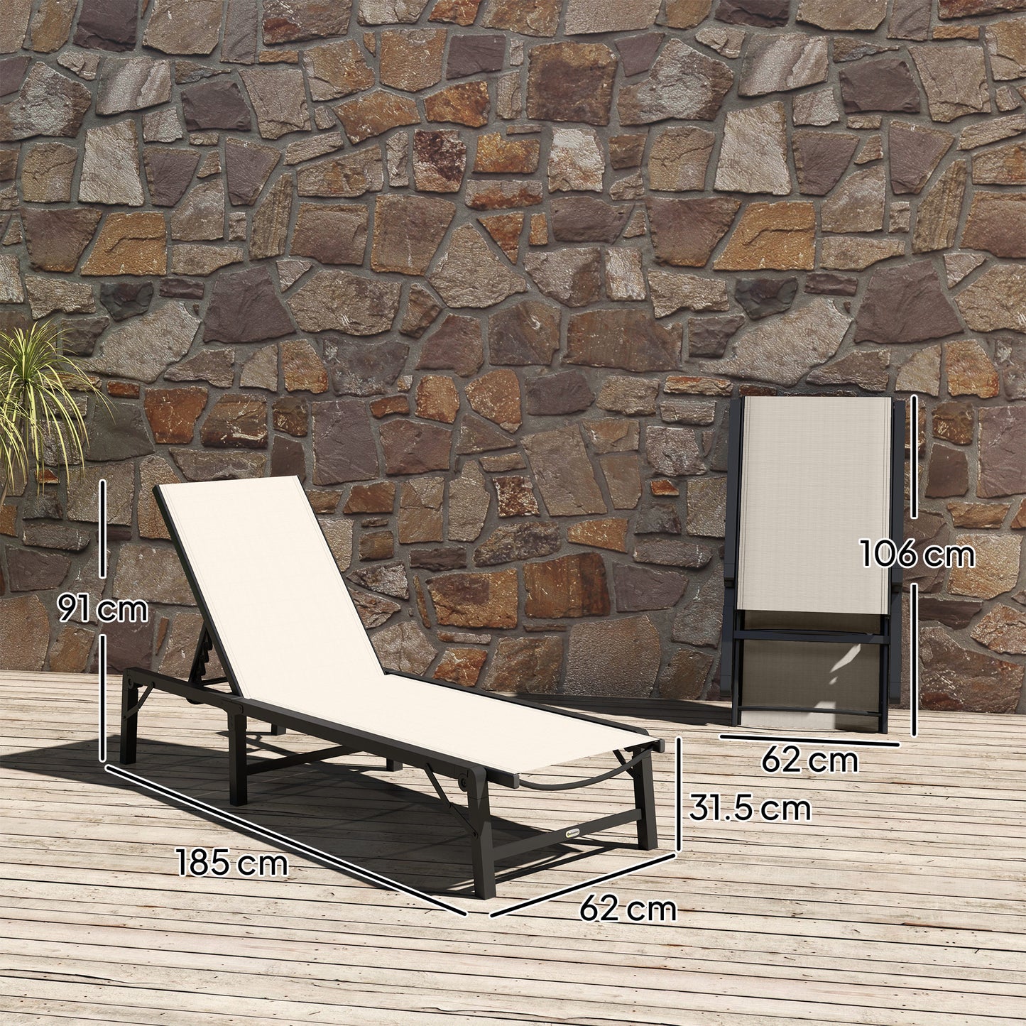 Folding Sun Lounger Set of 2