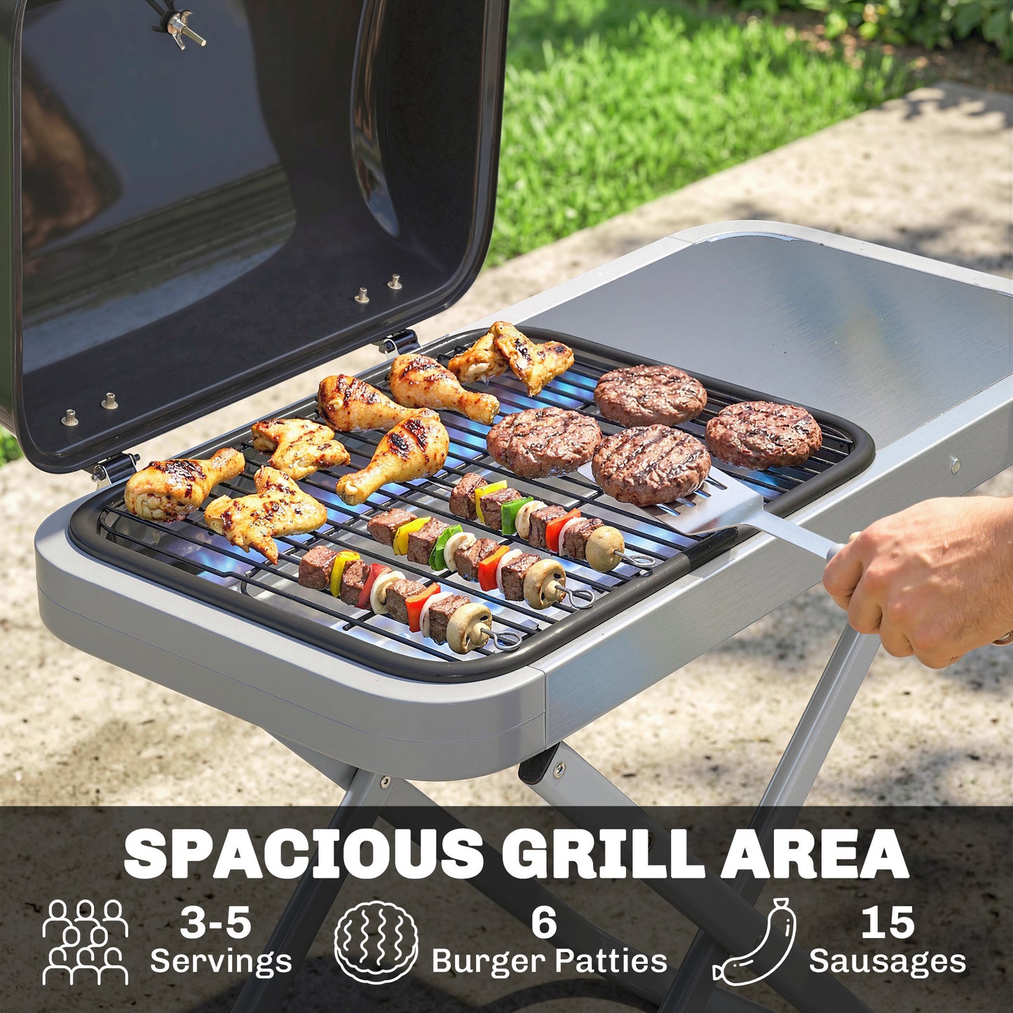 Foldable Gas BBQ Grill with Side Table