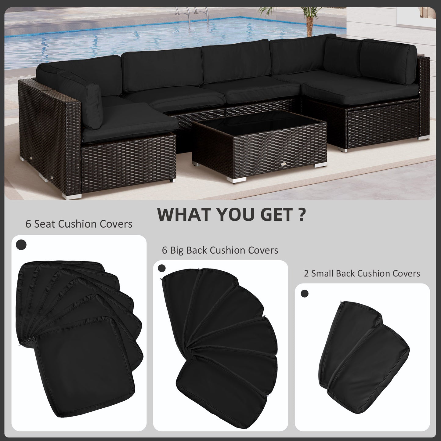 Garden Rattan Sofa Cushion Polyester Cover Replacement Outdoor- No (1)