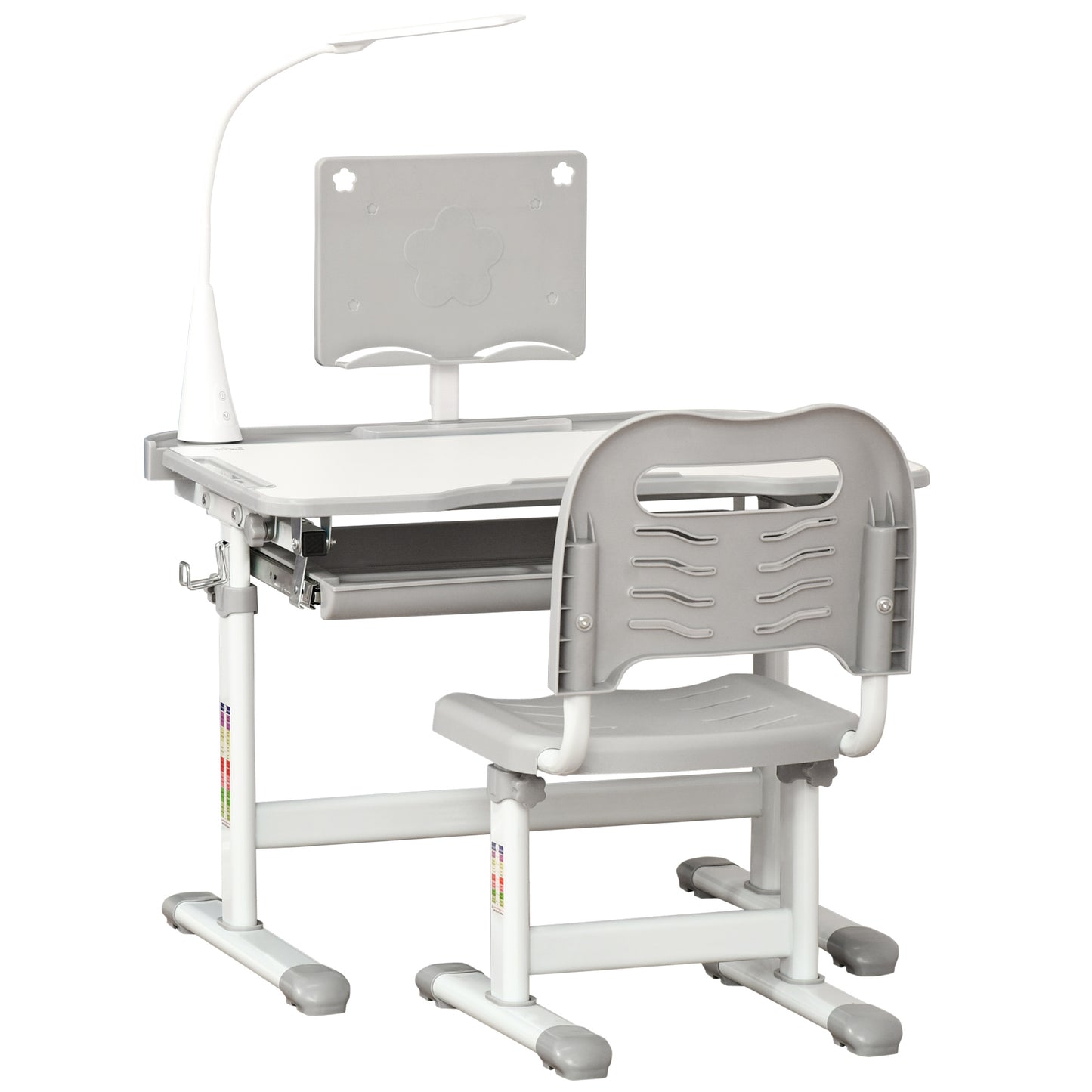 Kids Study Desk and Chair Set w/ Adjustable Height, Storage, Drawer