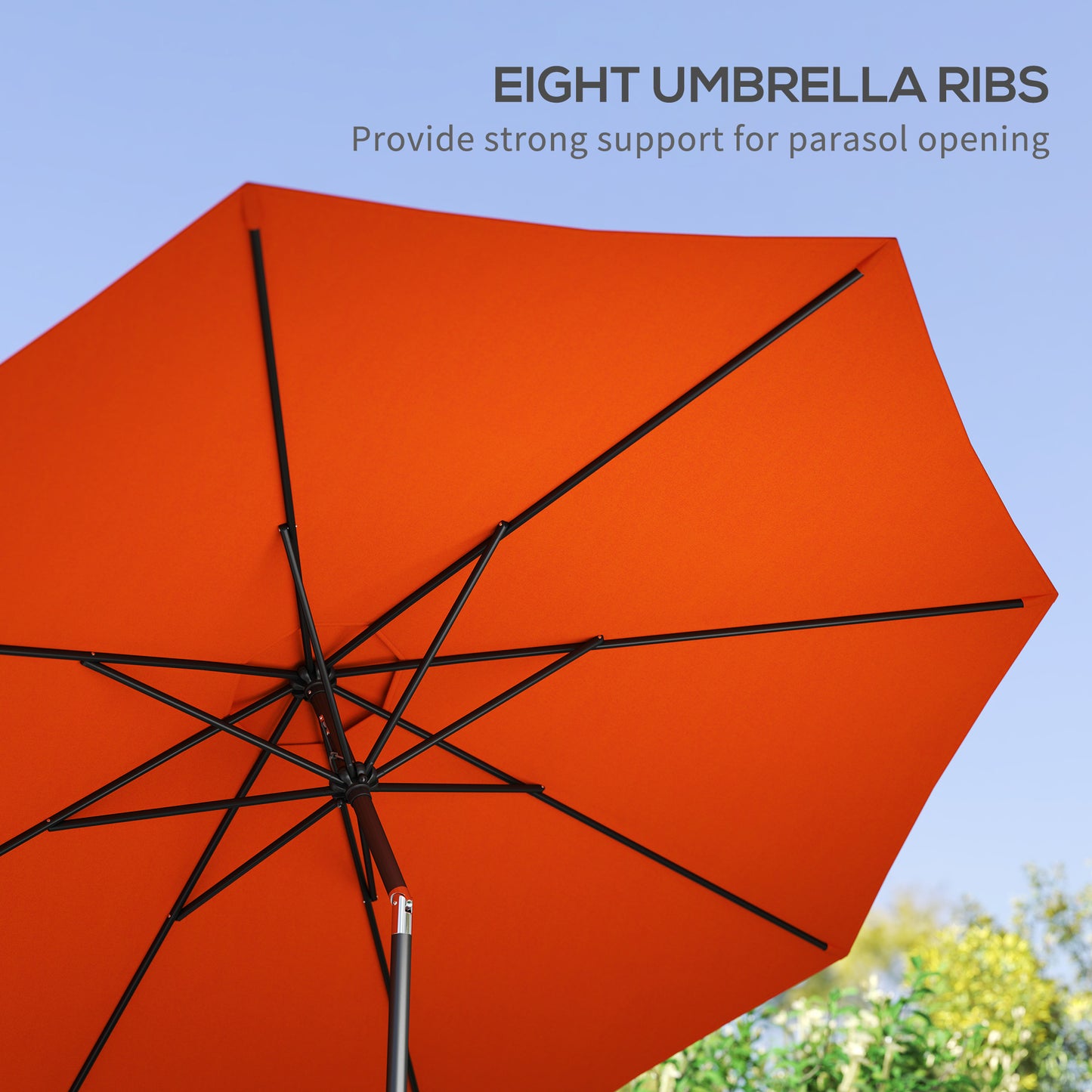 3 m Garden Parasol Umbrellas, Outdoor Sun Shade with 8 Ribs