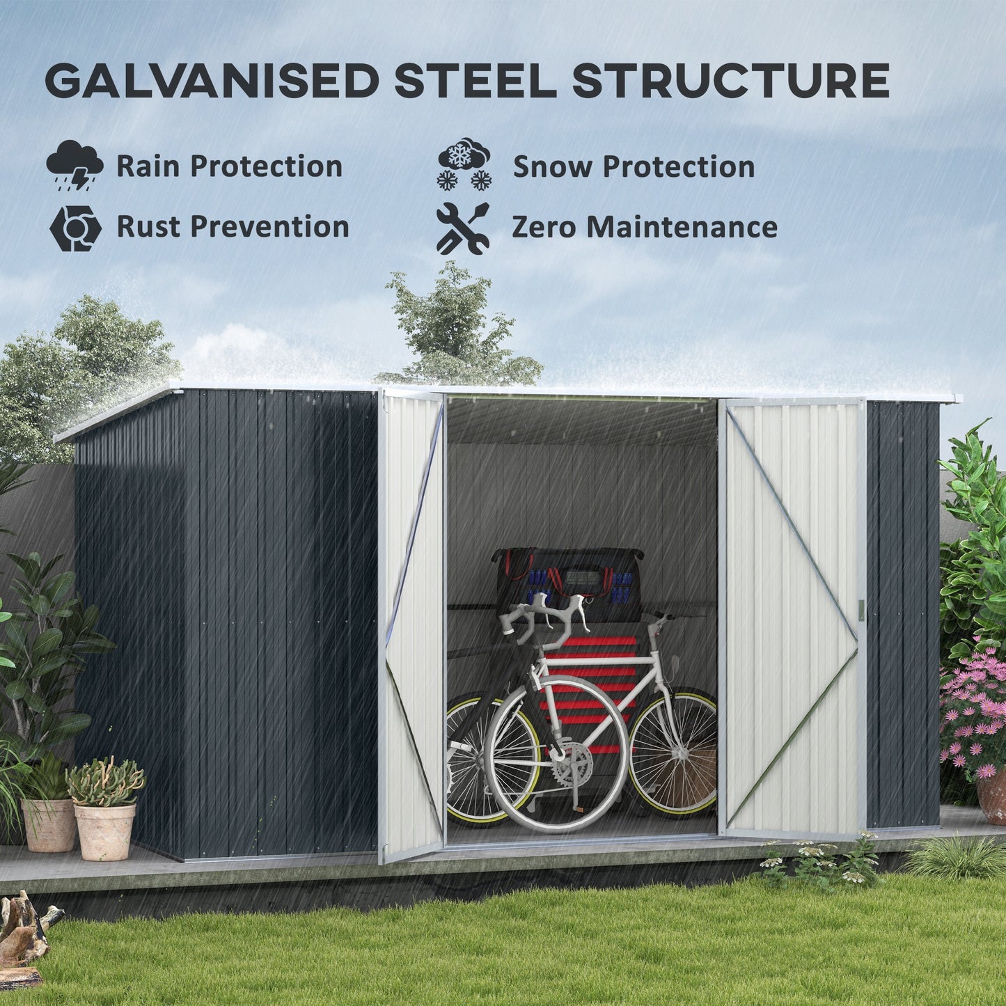 11 x 5.6ft Galvanised Steel Garden Shed, Metal Shed