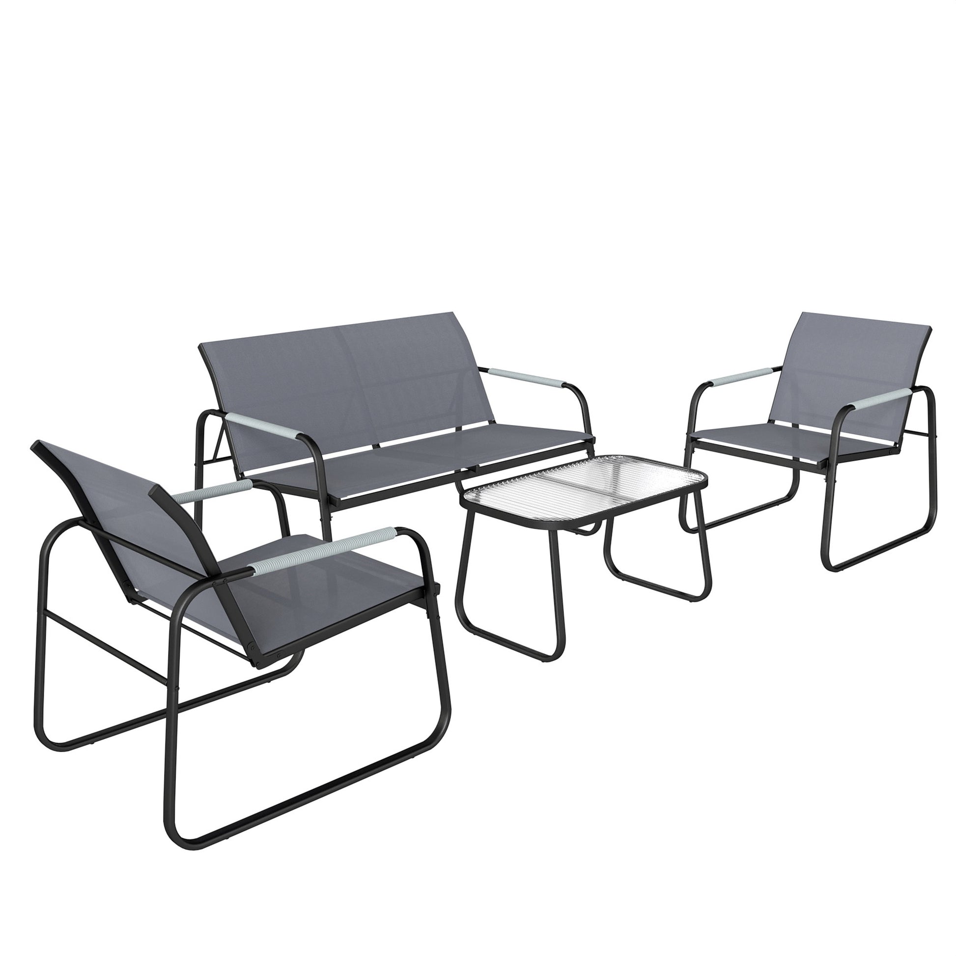4 Piece Garden Furniture Set, Garden Sofa Set with Loveseat