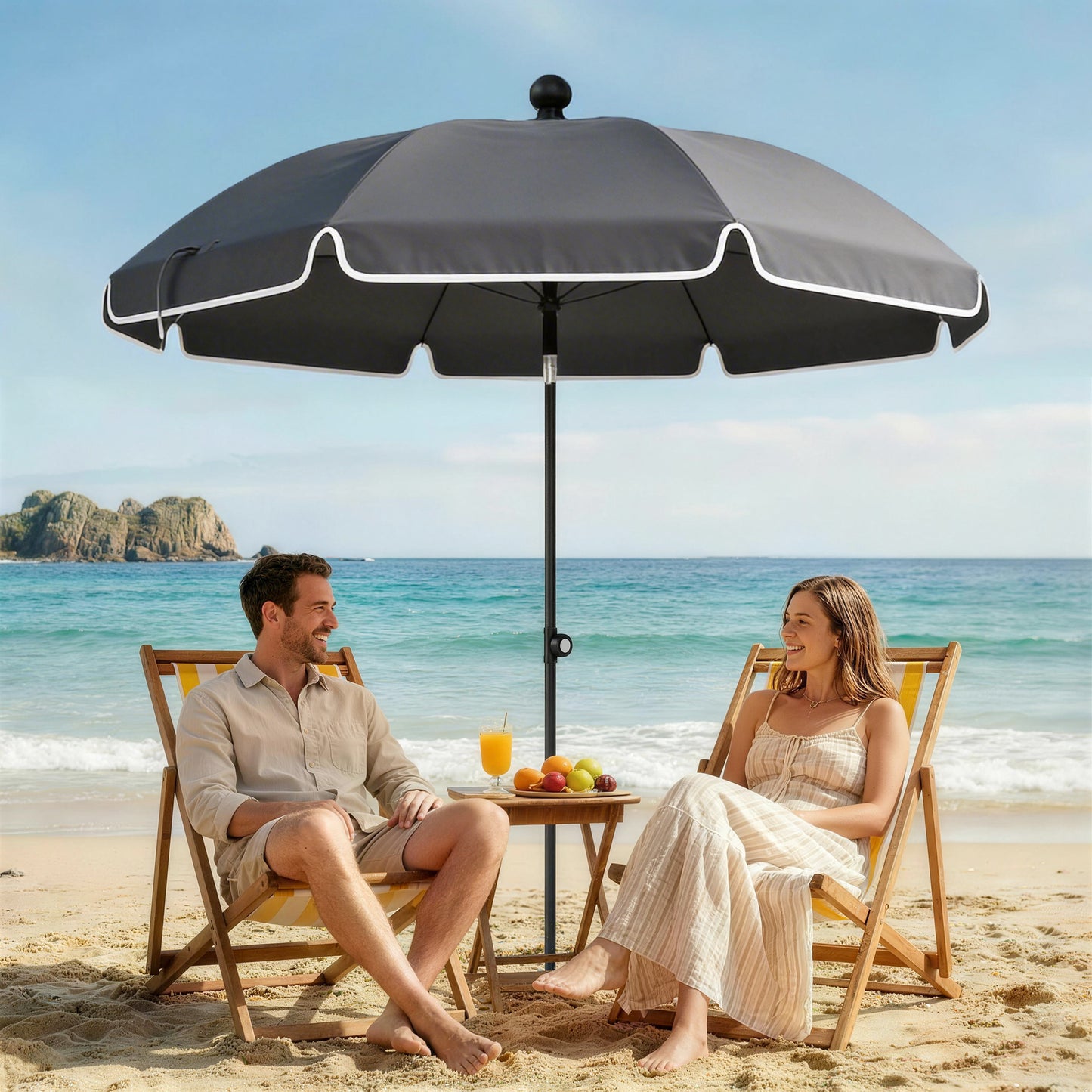 1.8 m Beach Umbrella Parasol with Sand Anchor (1)