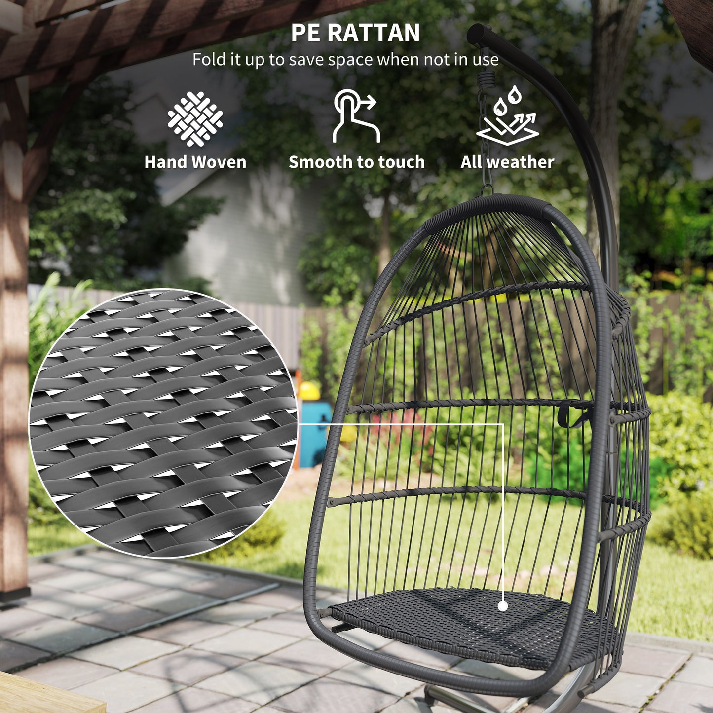 Rattan Hanging Egg Chair with Stand