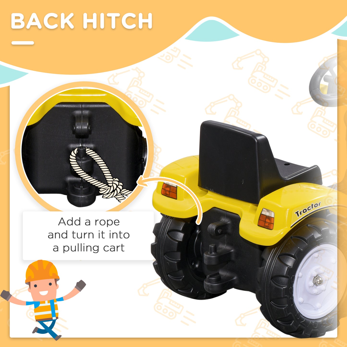 Ride On Tractor, Toddler Excavator Toy