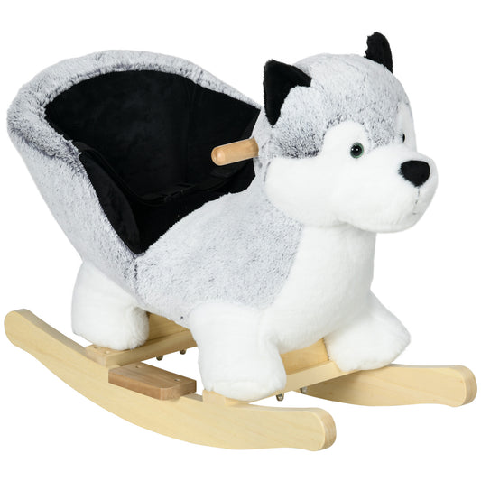Baby Rocking Horse, Husky-Designed Plush Rocking Animal, with Sounds