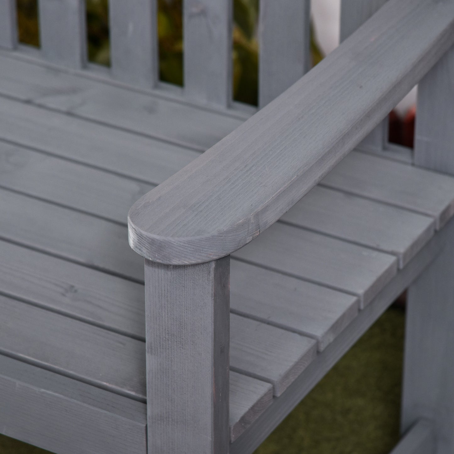 2 Seater Wooden Garden Bench with Armrest
