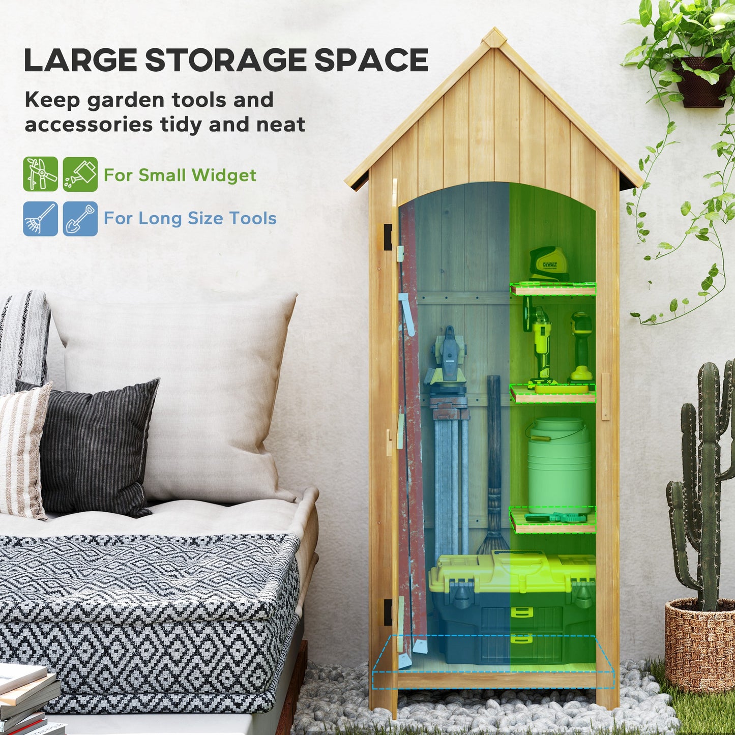 Wooden Garden Storage Shed with 3 Shelves