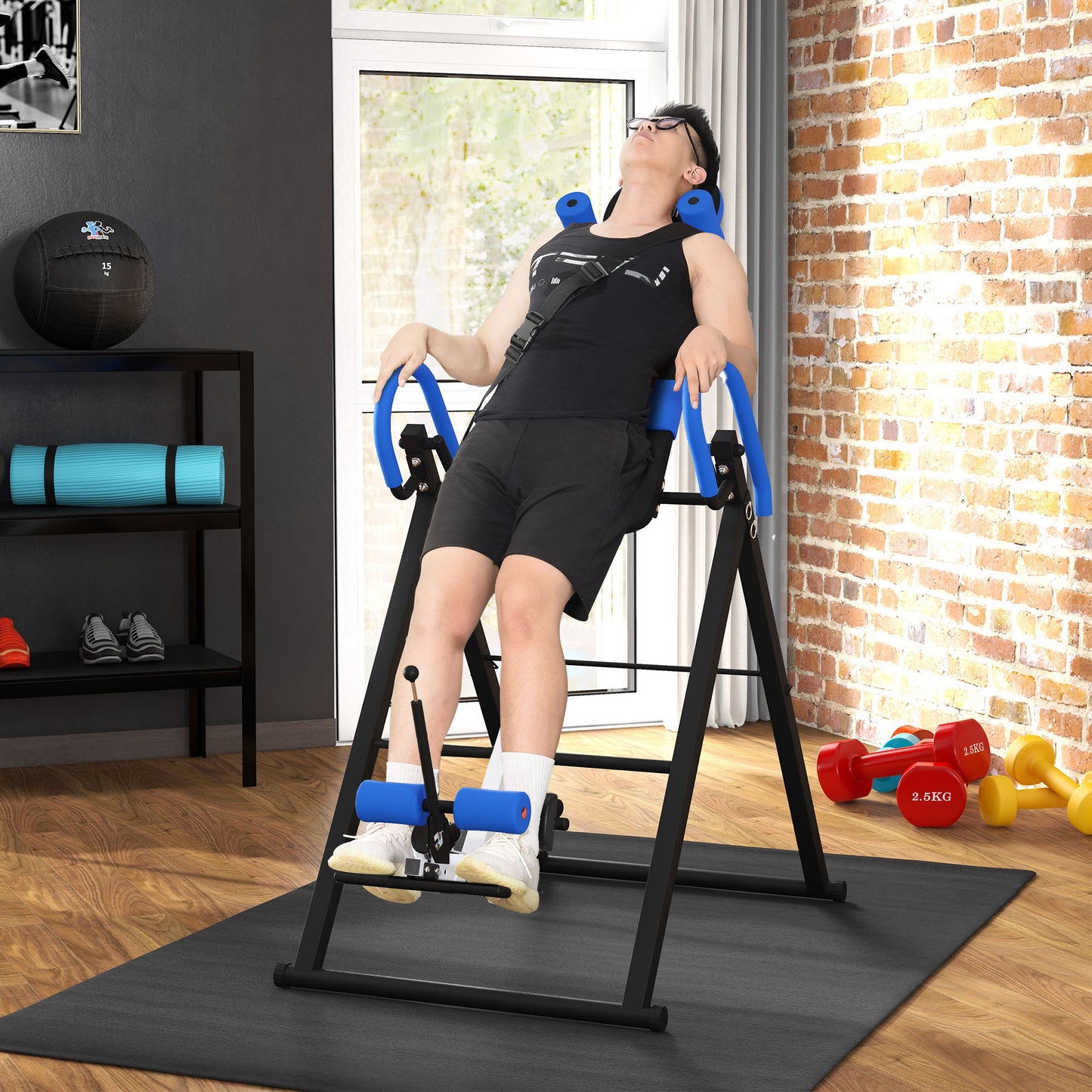 Gravity Inversion Table with Safety Belt Adjustable Hand Stand