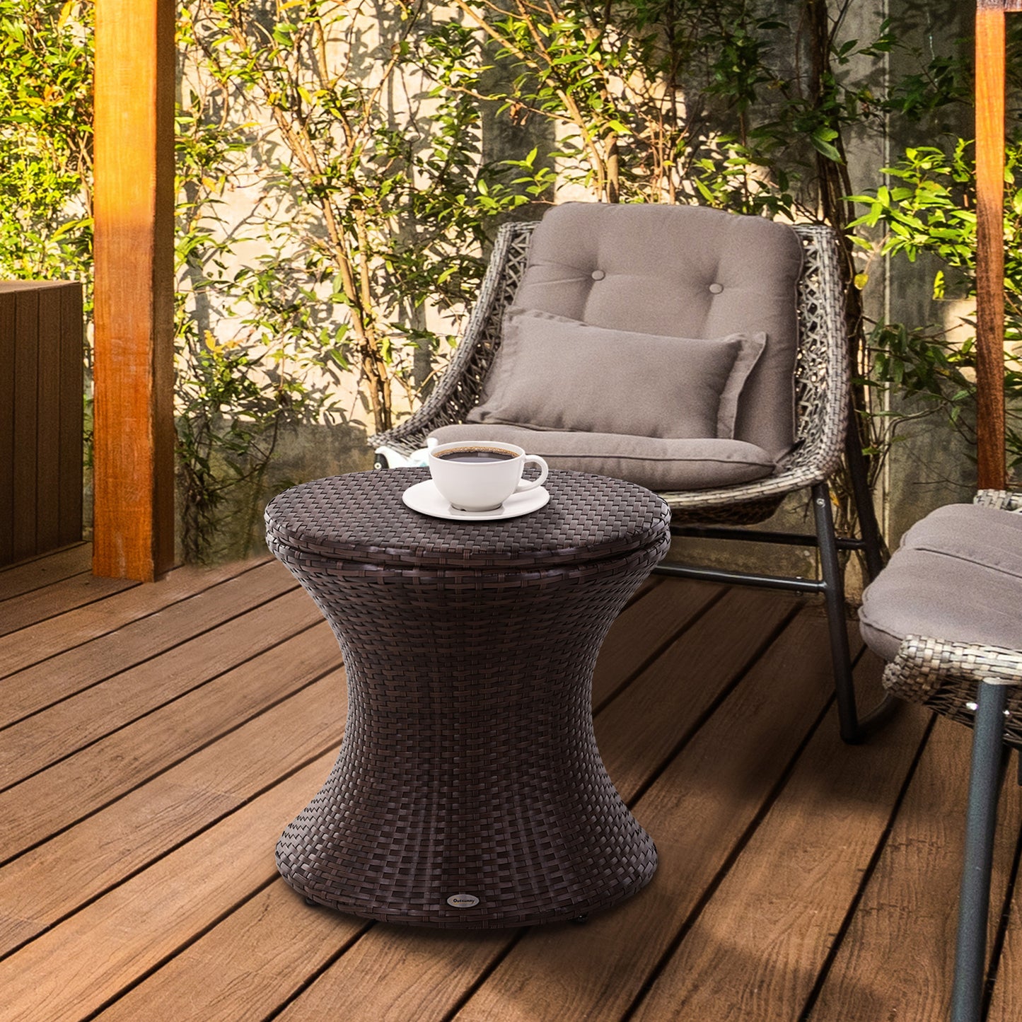 PE Rattan Ice Bucket Table