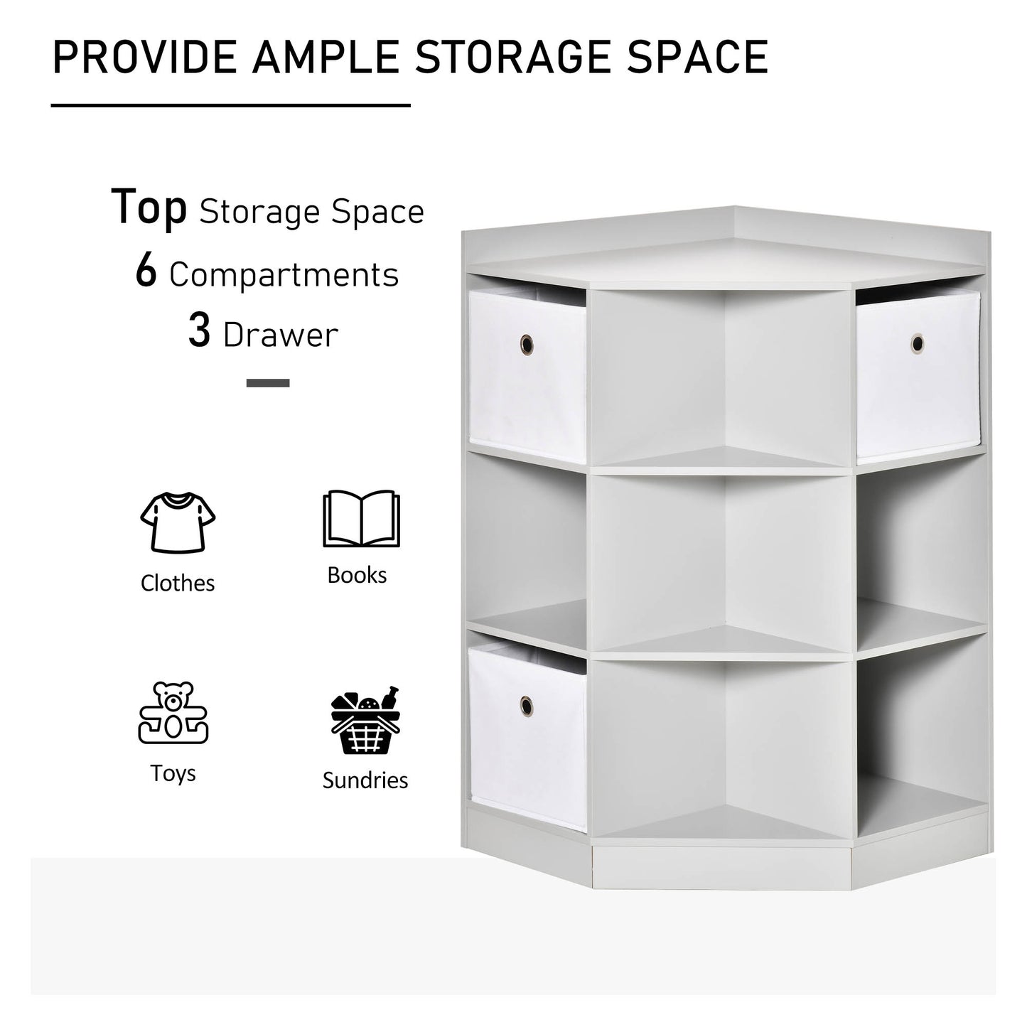 Kids Bookcase, 3 Tier Toy Organiser Storage Unit BookShelf