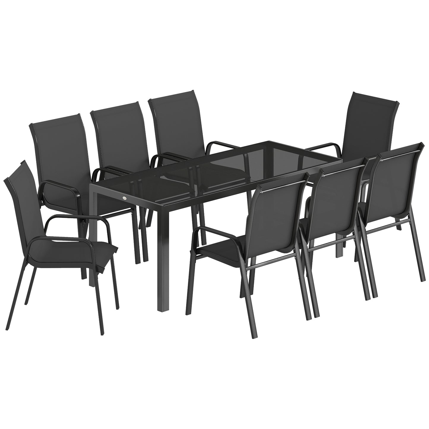 9 Pieces Garden Dining Set, Outdoor Table and Chairs Set for 8