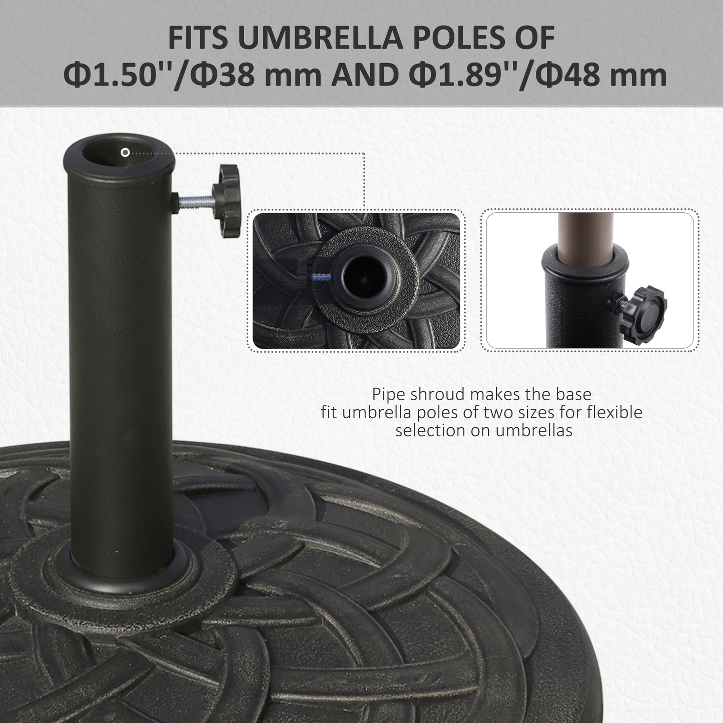 19KG Resin Umbrella Base Garden Parasol Base Stand Round Sun Shade